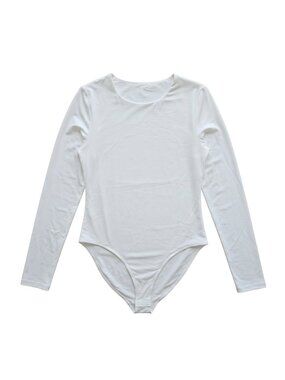 NWOT | Optic White Crew Neck Long Sleeve Sculpting Snap Closure Bodysuit | Large